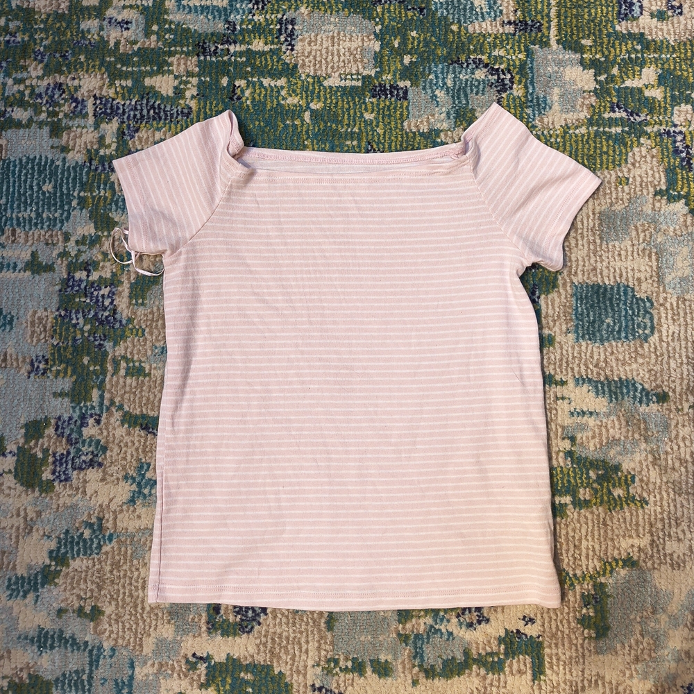Hollister Light Pink Striped Short Sleeve Top